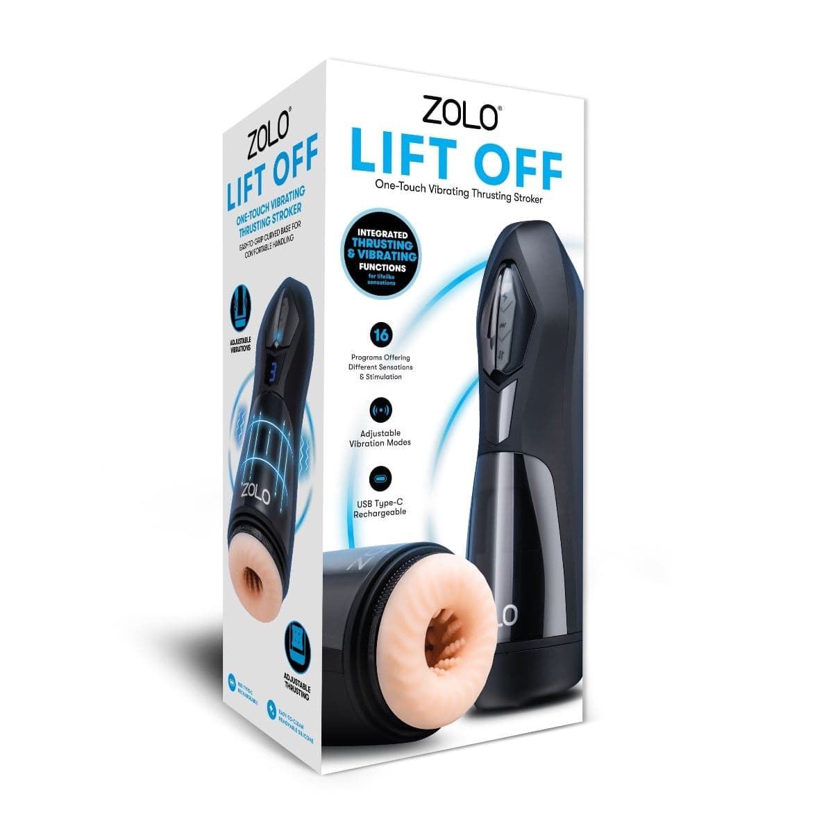 Zolo Male Masturbators Zolo Lift Off One Touch Vibrating Thrusting Stroker - thrusting action