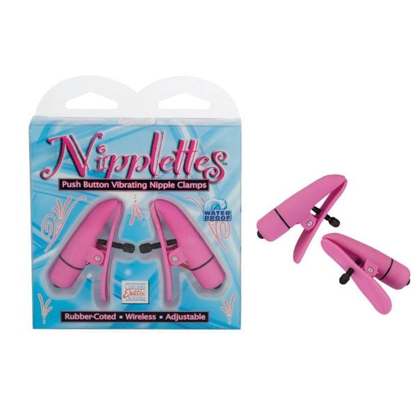 California Exotics Nipple Clamps Nipplettes Push Button Vibrating Bondage Stimulating Teasing Nipple Clamps Pink