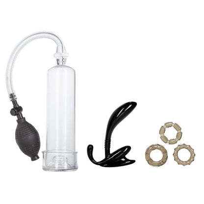 His Essential Enlarger Kit Penis Pump 3 Cock Rings & Anal Probe - Spanksy