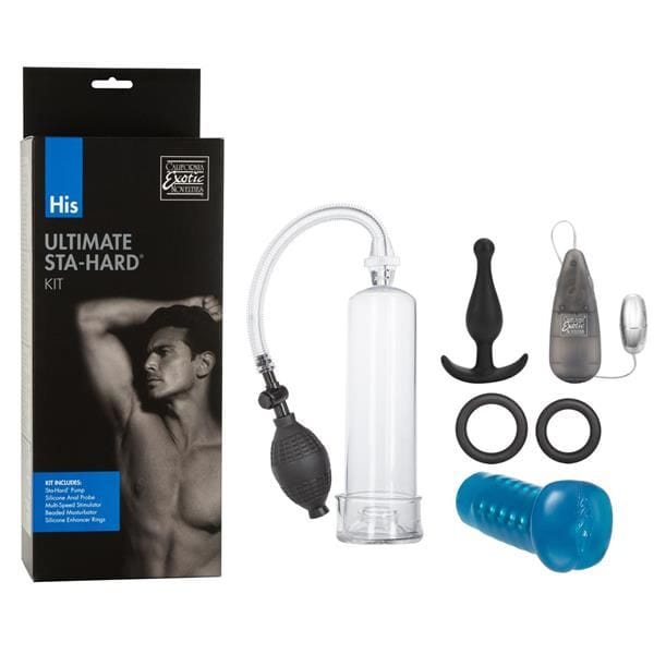 Ultimate Stay Hard Kit Penis Pump Cock Rings Anal Probe Masturbator & Stimulator - Spanksy