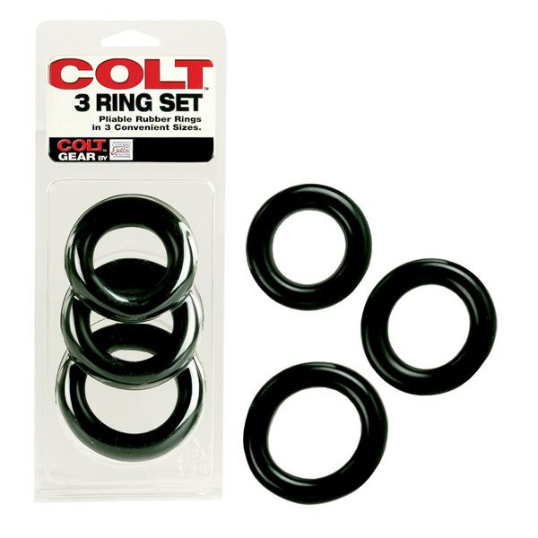 Colt Range Cock Rings COLT 3 Ring Multi Size Cock Ring Set Black