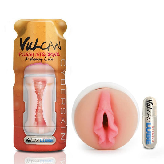 Cyber Skin - Vulcan Pussy Stroker w/Warming Lube - Cream - Spanksy