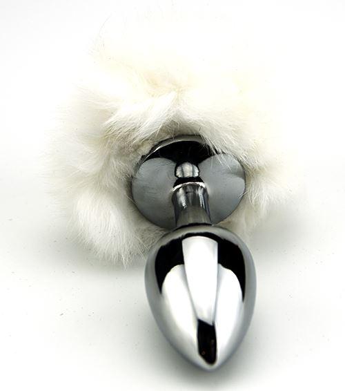 Furry Fantasy Kinky White Bunny Tail Butt Plug - Spanksy