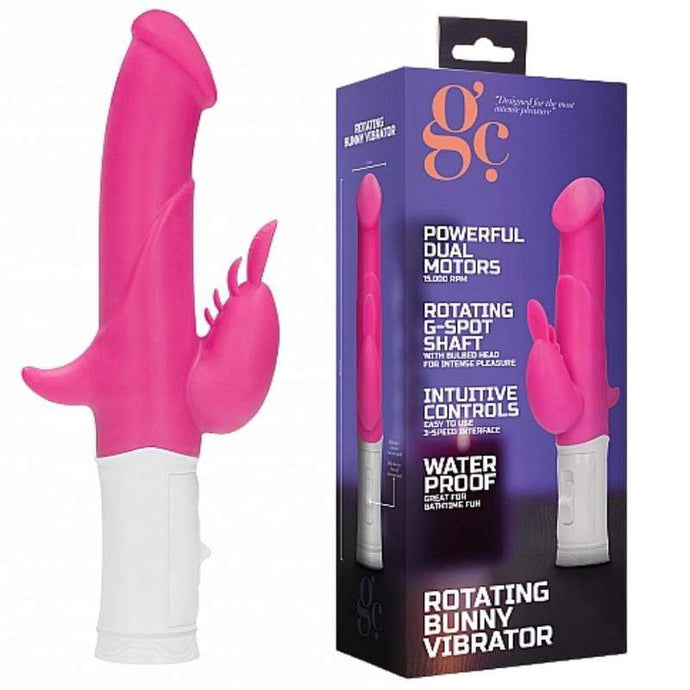 GC Rabbit Vibrators GC Rabbit Vibrator Powerful Rotating Dildo Sex Toy 10 Speed Silicone 9 Inch Pink