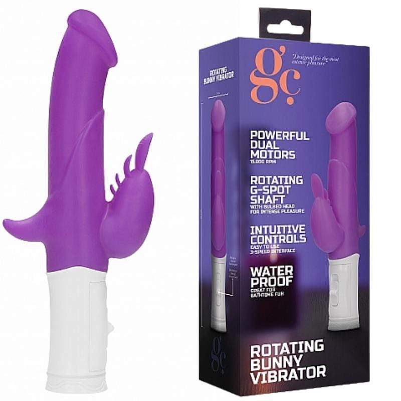 GC Rabbit Vibrators GC Rabbit Vibrator Powerful Rotating Dildo Sex Toy 10 Speed Silicone 9 Inch Purple
