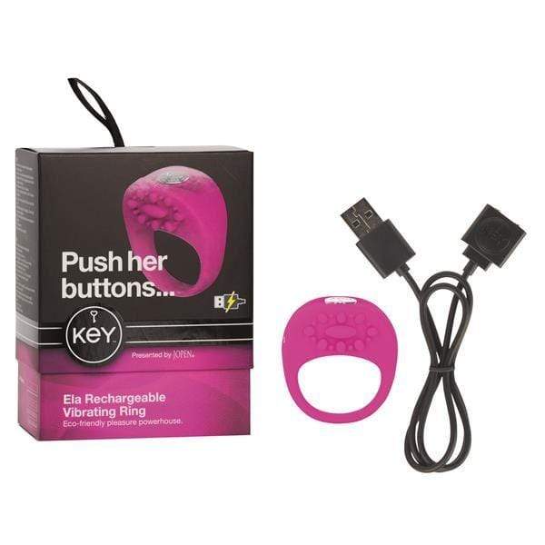 Jopen Cock Rings Key by Jopen Ela Enhancer Vibrating Cock Ring With USB Recharging Port Pink