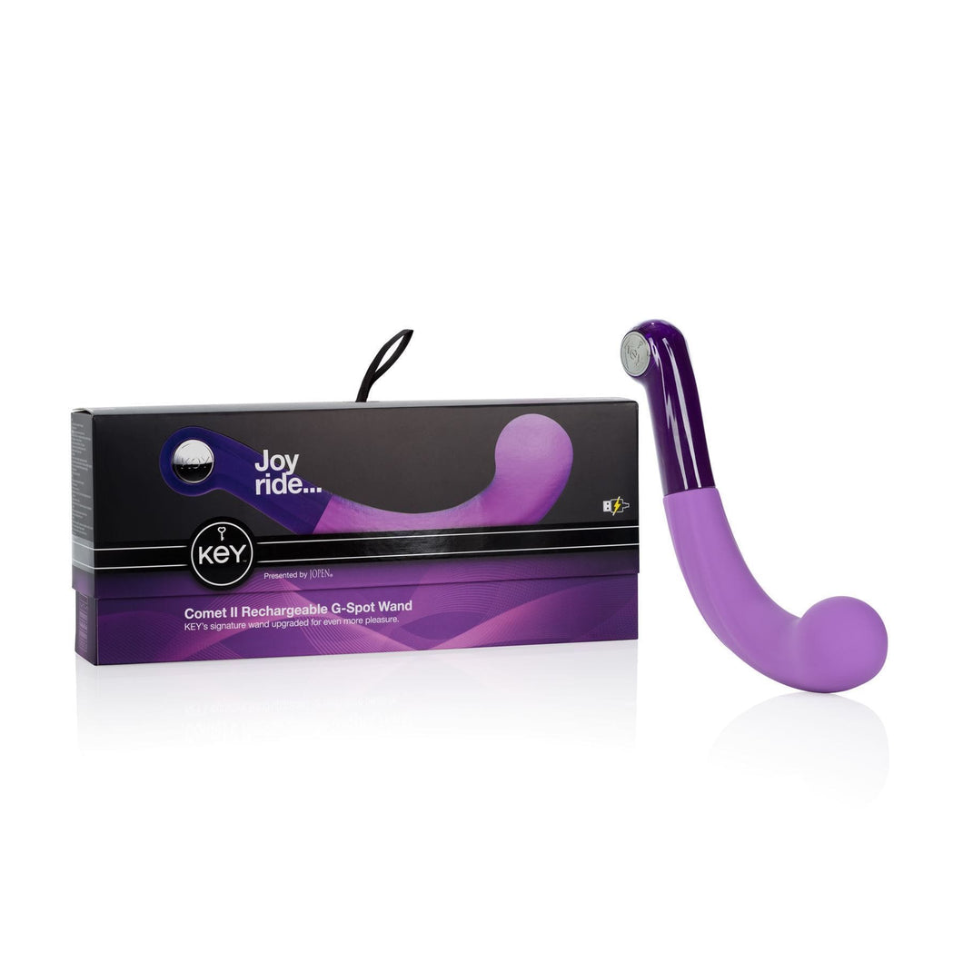Jopen G Spot Vibrator Key by Jopen Comet II Rechargeable G Spot Wand Silicone Vibrator Massager Purple
