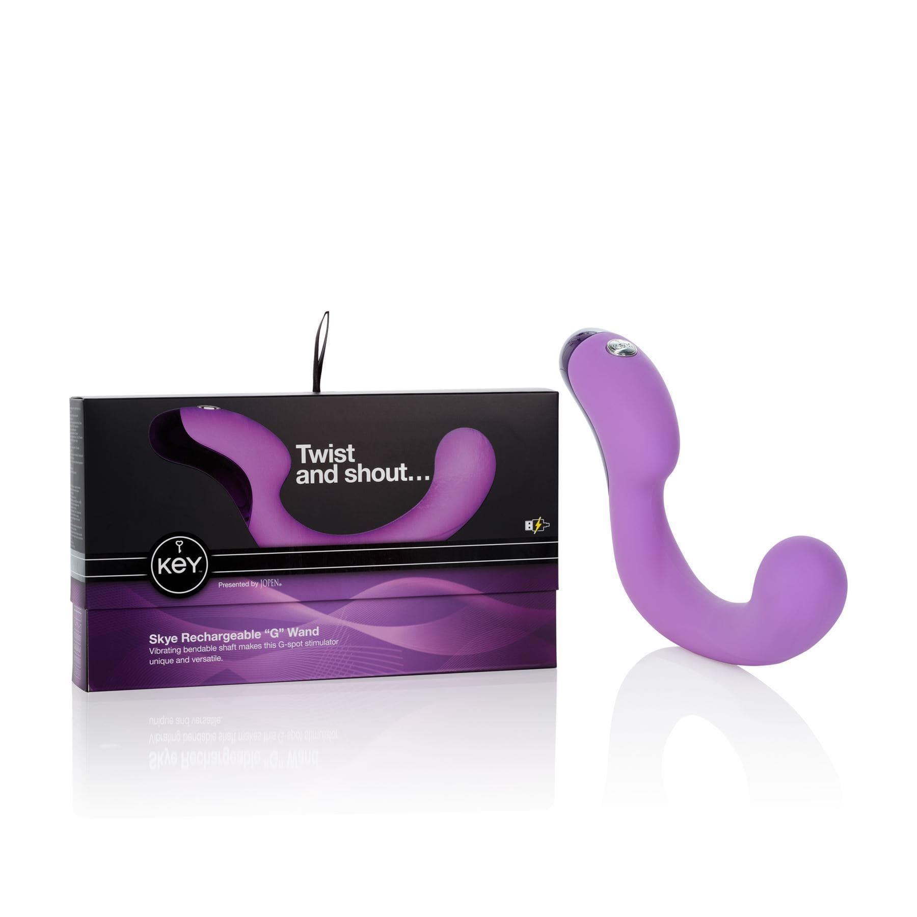 Jopen G Spot Vibrator Key by Jopen Skye Rechargeable Ergonomic 'G' Wand G Spot Silicone Vibrator Massager Purple