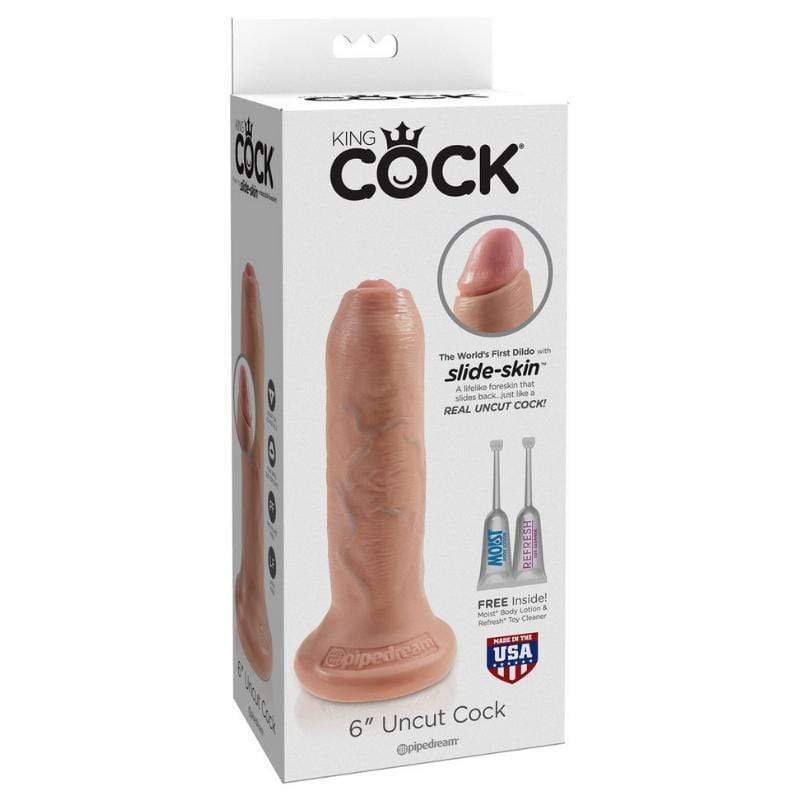 King Cock Big Realistic Dildo Dong Sex Toy Uncut Real Feel Skin Foreskin 6" - Spanksy