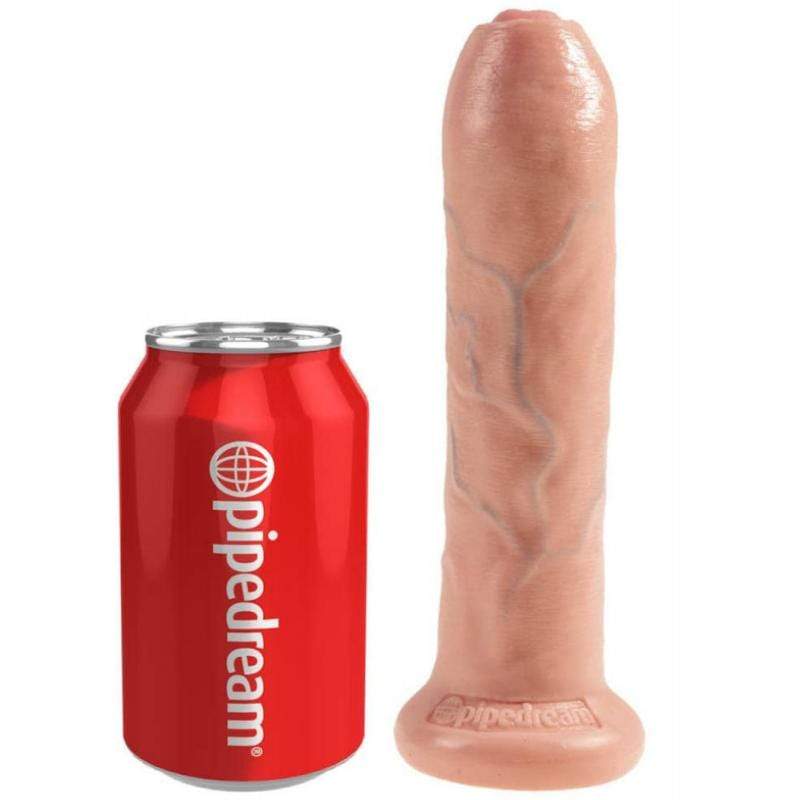King Cock Big Realistic Dildo Dong Sex Toy Uncut Real Feel Skin Foreskin 7" - Spanksy