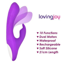 Load image into Gallery viewer, Loving Joy Rabbit Vibrators Rabbit Vibrator Flexible Premium Silicone Purple Rechargeable 10 Speed
