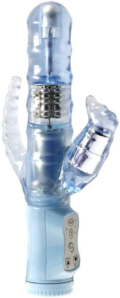 Minx Trinity Tease Combi Rabbit Vibrator With Anal Teaser Beads in Blue - Spanksy