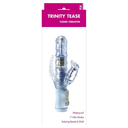 Minx Trinity Tease Combi Rabbit Vibrator With Anal Teaser Beads in Blue - Spanksy