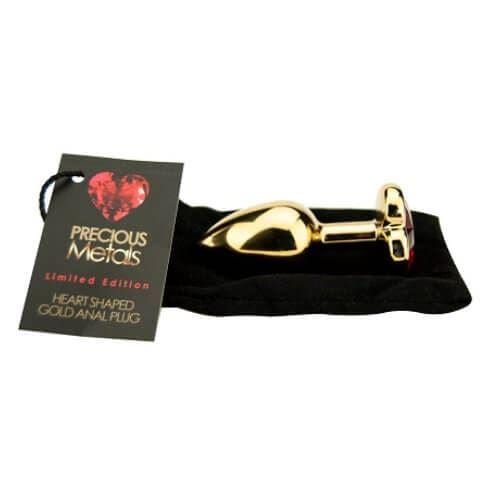 Precious Metals Kinky Heart Shaped Anal Plug in Gold - Spanksy