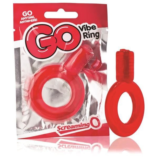 Screaming O GO Cock Ring With Vibrating Clitoral Stimulator In Red - Spanksy