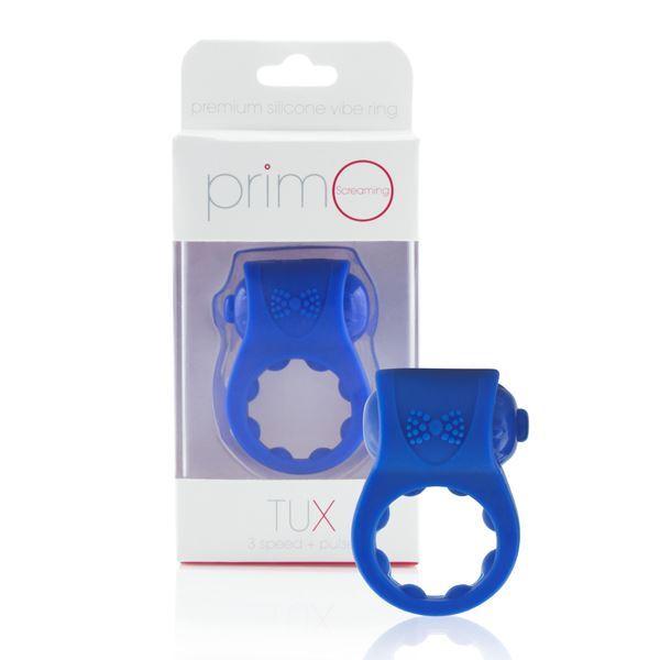 Screaming O Cock Rings Screaming O PrimO Tux Vibrating Cock Ring Endurance Enhancer in Silicone Blue