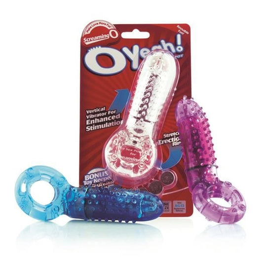 Screaming O Yeah Cock Ring With Vibrating Bullet For Clitoral Stimulation Blue - Spanksy