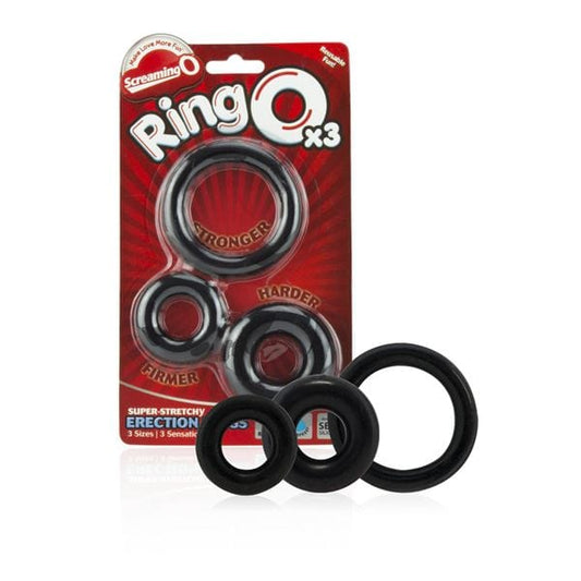 Screaming O - Ringo inc Rangler Cock Rings Screaming O RingO's 3 Multi Sized Cock Rings Black