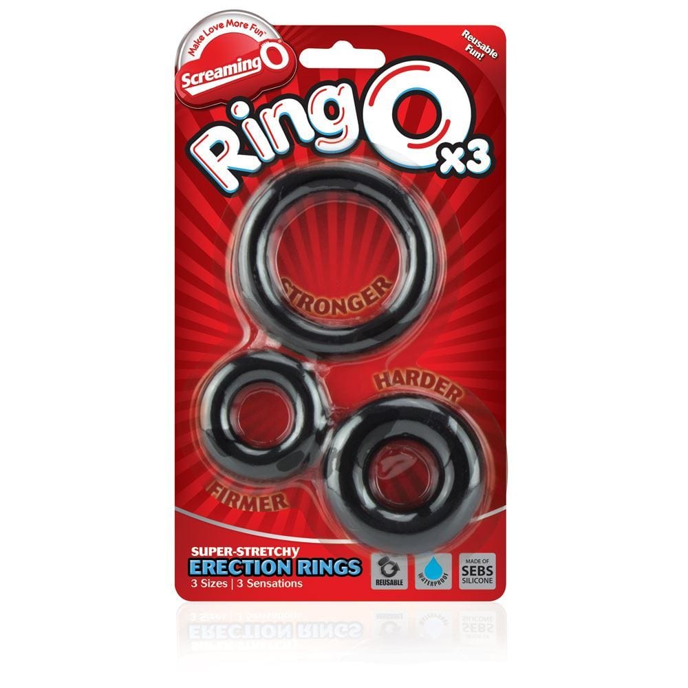 Screaming O - Ringo inc Rangler Cock Rings Screaming O RingO's 3 Multi Sized Cock Rings Black