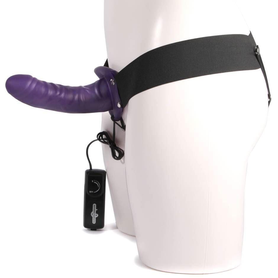 Seven Creations Strap On Dildo & Harness Vibrating 5.5" Strap On Dildo and Harness in Purple