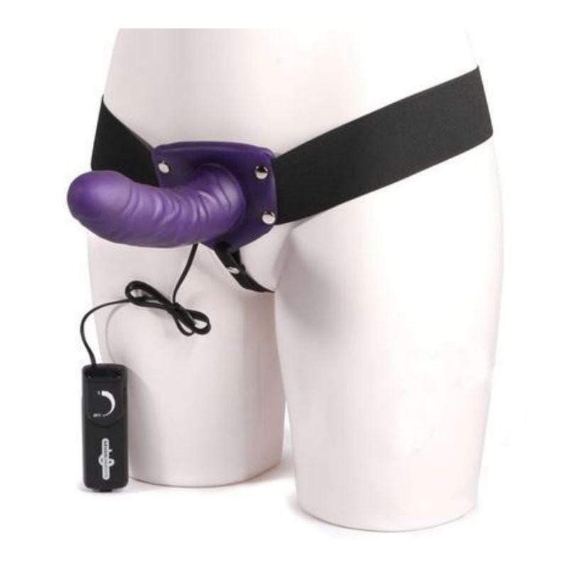 Seven Creations Strap On Dildo & Harness Vibrating 5.5" Strap On Dildo and Harness in Purple