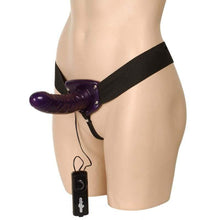 Load image into Gallery viewer, Seven Creations Strap On Dildo &amp; Harness Vibrating 5.5&quot; Strap On Dildo and Harness in Purple

