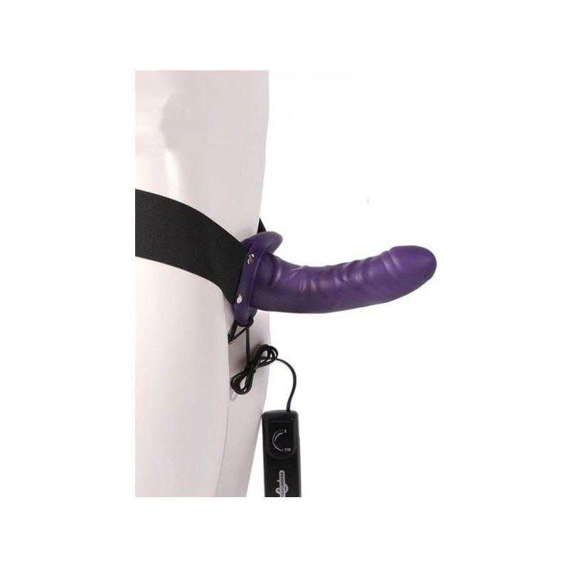 Seven Creations Strap On Dildo & Harness Vibrating 5.5" Strap On Dildo and Harness in Purple