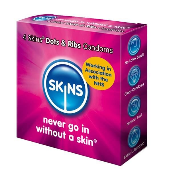 Skins Condoms UK Condoms Skins Dots & Ribs Condoms 4 Pack