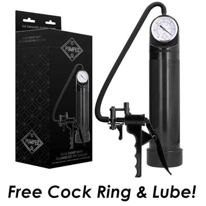 Penis Pump Enlarger With Advanced PSI Gauge Black Pumped Top Brand Free Lube - Spanksy