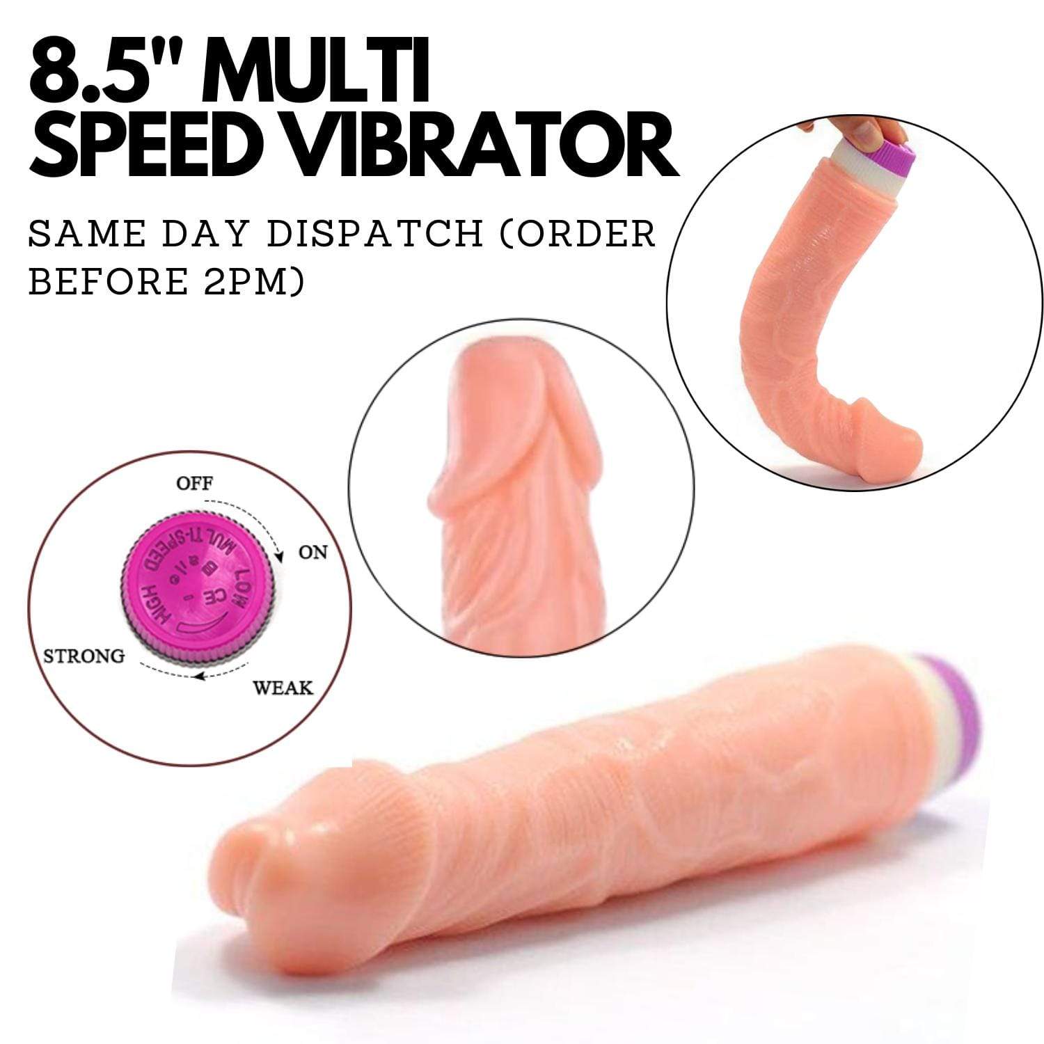 Realistic Vibrator Multi Speed Sex Toy - Spanksy