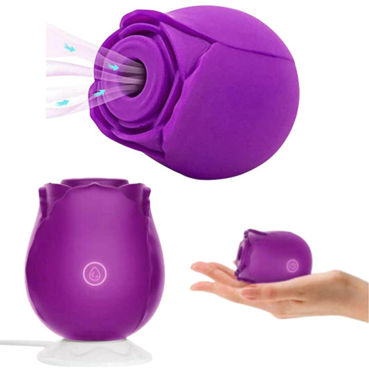 Rose Clit Suction Sucker Vibrator 10 Mode Sex Toy Purple Waterproof Rechargeable - Spanksy