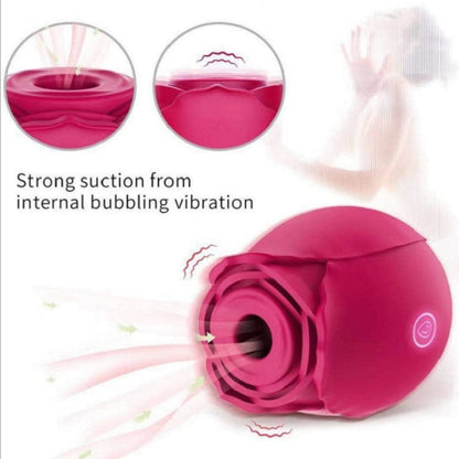 Rose Clit Suction Sucker Vibrator 10 Mode Sex Toy Red Waterproof Rechargeable - Spanksy