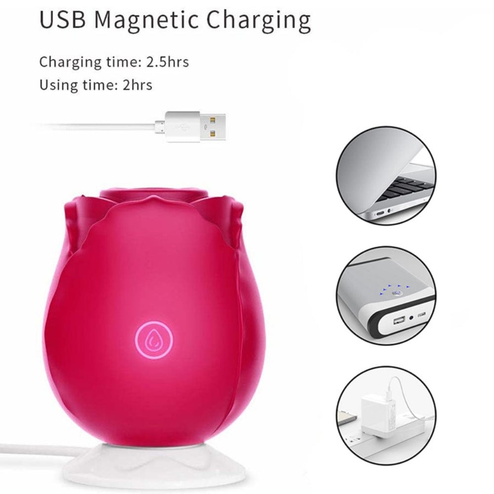 Rose Clit Suction Sucker Vibrator 10 Mode Sex Toy Red Waterproof Rechargeable - Spanksy