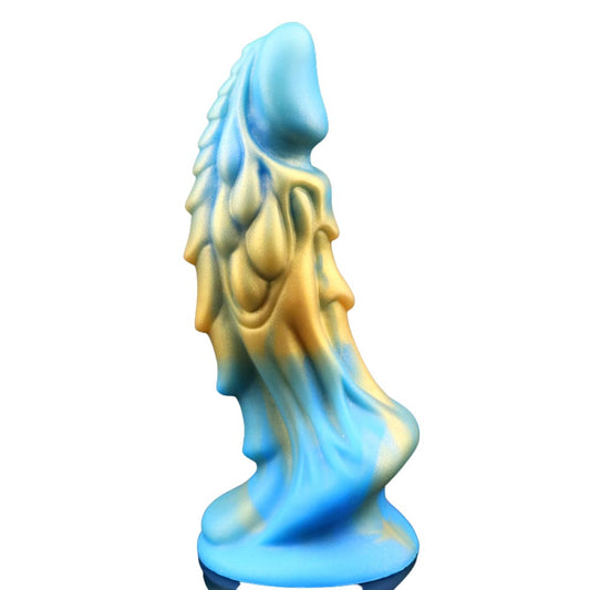 Spanksy Fantasy Dildos Dragon Dildo Sex Toy Fantasy Premium Silicone 7.5 Inches Anal Gold & Blue