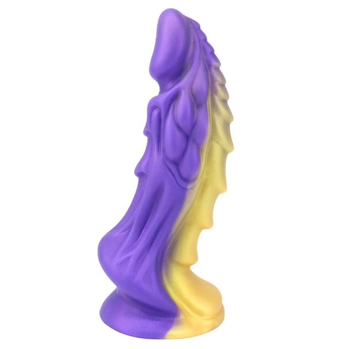 Spanksy Fantasy Dildos Dragon Dildo Sex Toy Fantasy Premium Silicone 7.5 Inches Anal Purple & Gold