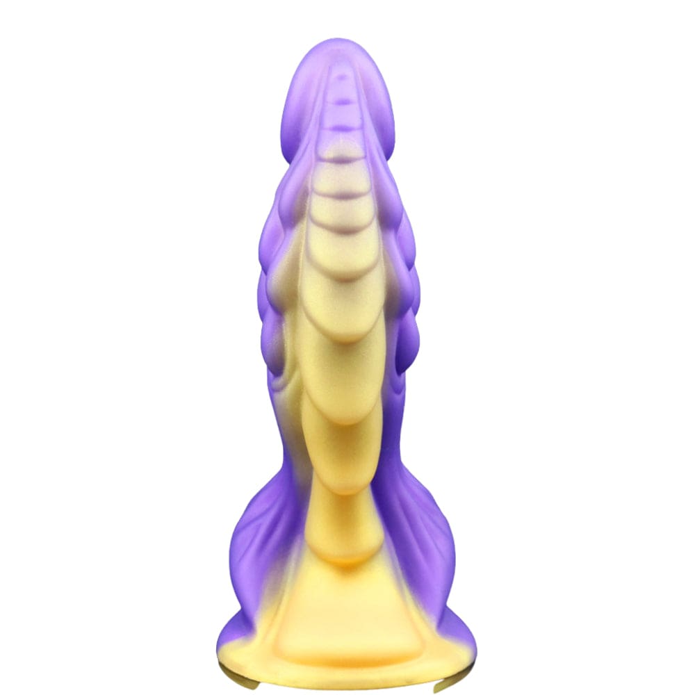 Spanksy Fantasy Dildos Dragon Dildo Sex Toy Fantasy Premium Silicone 7.5 Inches Anal Purple & Gold