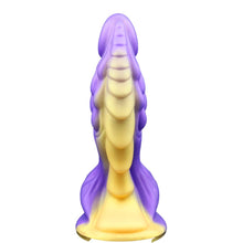 Load image into Gallery viewer, Spanksy Fantasy Dildos Dragon Dildo Sex Toy Fantasy Premium Silicone 7.5 Inches Anal Purple &amp; Gold

