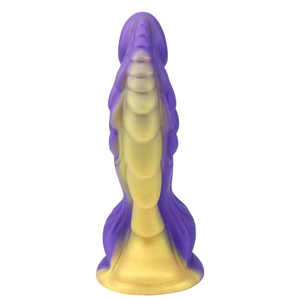 Dragon Dildo Sex Toy Fantasy Premium Silicone 7.5 Inches Anal Purple & Gold - Spanksy