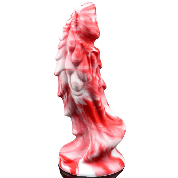 Spanksy Fantasy Dildos Dragon Dildo Sex Toy Fantasy Premium Silicone 7.5 Inches Anal Red & White