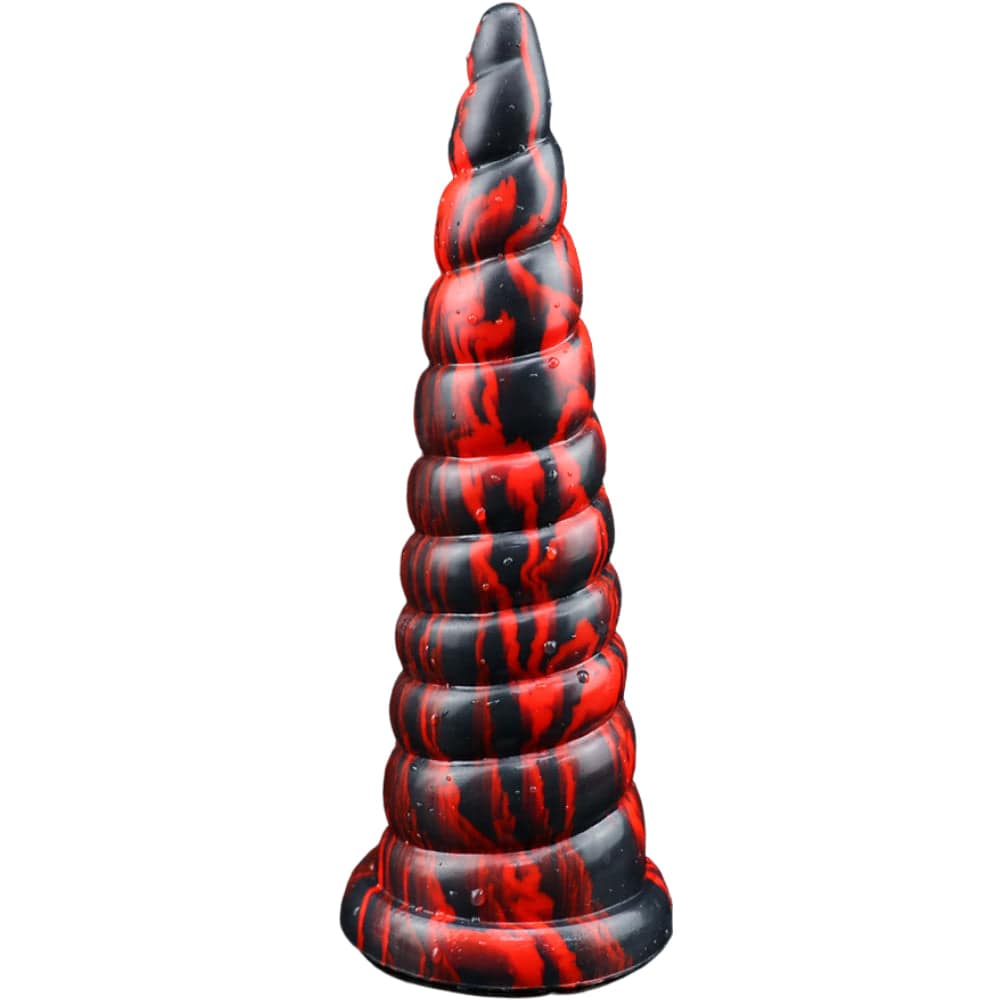 Fantasy Butt Plug Anal Dildo Graduated 8.6 Inches Premium Silicone Red & Black - Spanksy