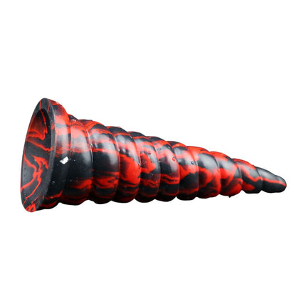 Fantasy Butt Plug Anal Dildo Graduated 8.6 Inches Premium Silicone Red & Black - Spanksy