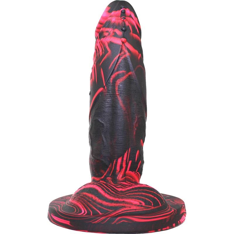 Flame Dragon Dildo Anal Butt Plug Silicone Red & Black 7 Inches - Spanksy