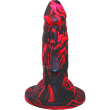 Load image into Gallery viewer, Spanksy Fantasy Dildos Flame Dragon Dildo Anal Butt Plug Silicone Red &amp; Black 7&quot;

