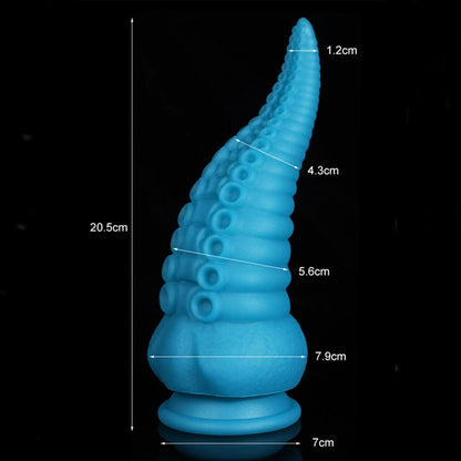 Spanksy Fantasy Dildos Tentacle Dildo 8" Textured Suckers Suction Base Dildo Silicone Blue