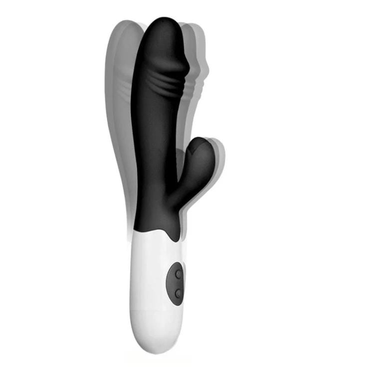 Spanksy Rabbit Vibrators Spanksy Black Silicone Rabbit Vibrator 30 Function Waterproof