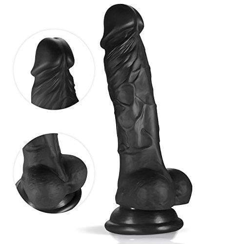 Spanksy 9" Suction Base Dildo Black - Spanksy