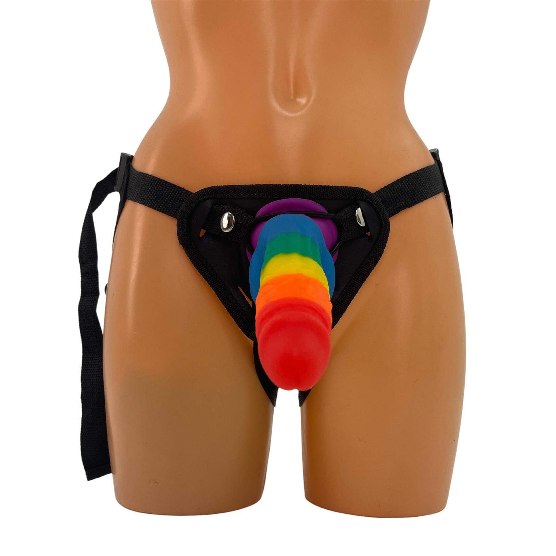 Pride Rainbow Dildo Strap On Harness Set Sex Toy - Spanksy