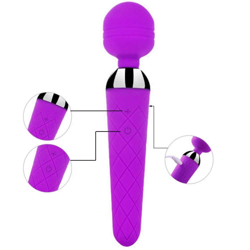 Vibrator Sex Toys for Women Rechargeable Wand 10 Frequency Purple - Spanksy
