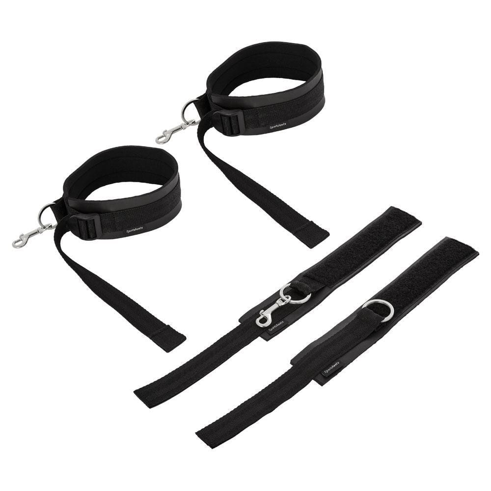 Sportsheets Thigh & Wrist Cuffs Sexual Restraint Set For Bondage Play In Black - Spanksy