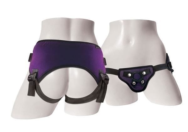 Sportsheets Strap On Lush Harness Multi Size Rubber O Rings Purple - Spanksy